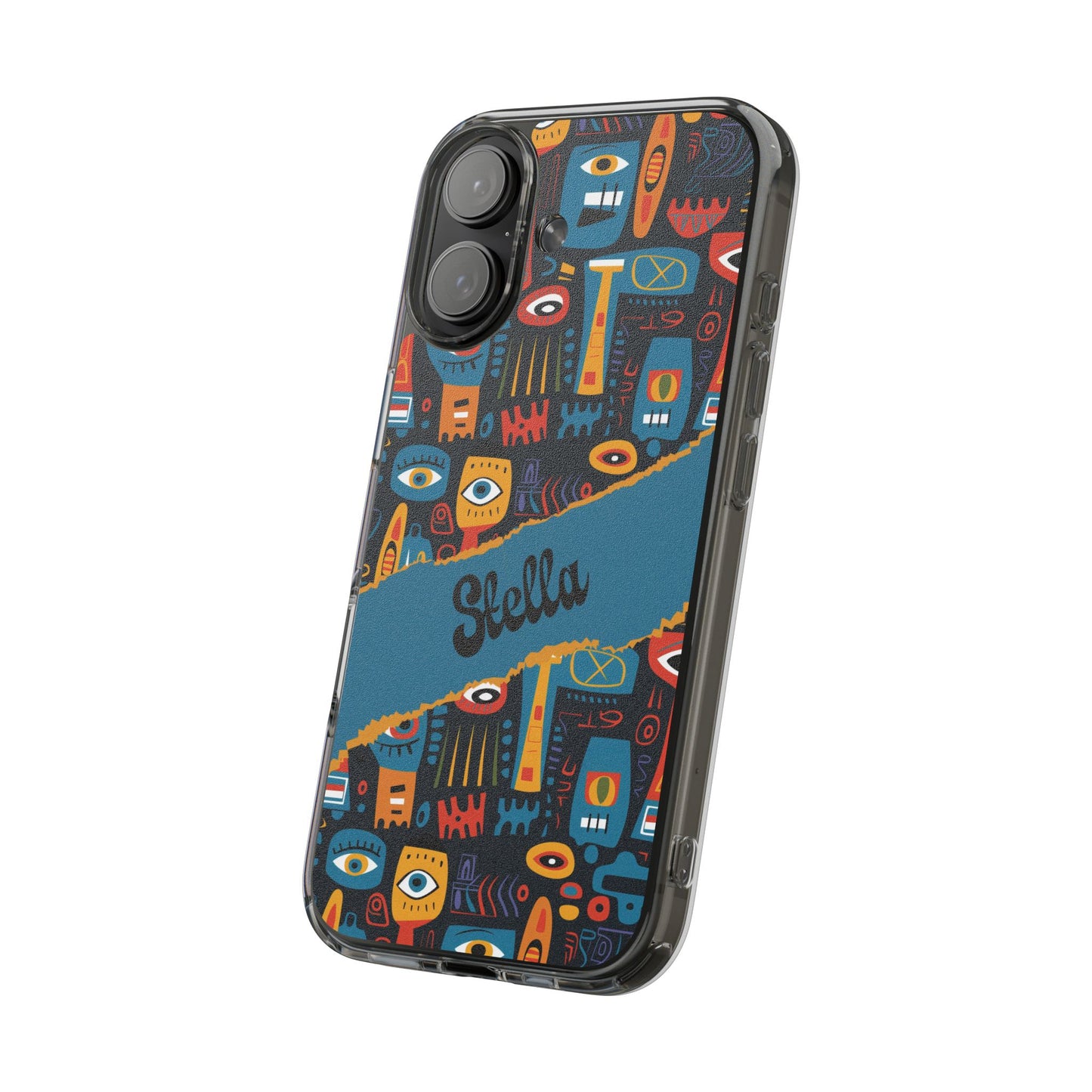 Phone Case — Colorful Abstract Faces Clear Impact-Resistant Case