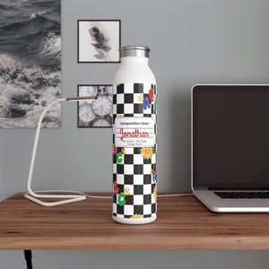 Personalized Schoolyard Chic Composition Book Inspired Slim Water Bottle, Customizable Drinkware, Eco-Friendly Hydration Bottle, Perfect for Gifts, School Supplies, Back to School