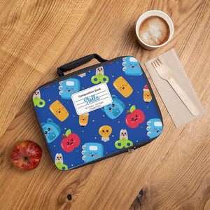 Personalized Blue Kawaii Composition Book Inspired Colorful Kids Lunch Bag for School, Snack Bag, Lunch Tote, Lunchbox, Kids' Bag with Fun Back to School Design