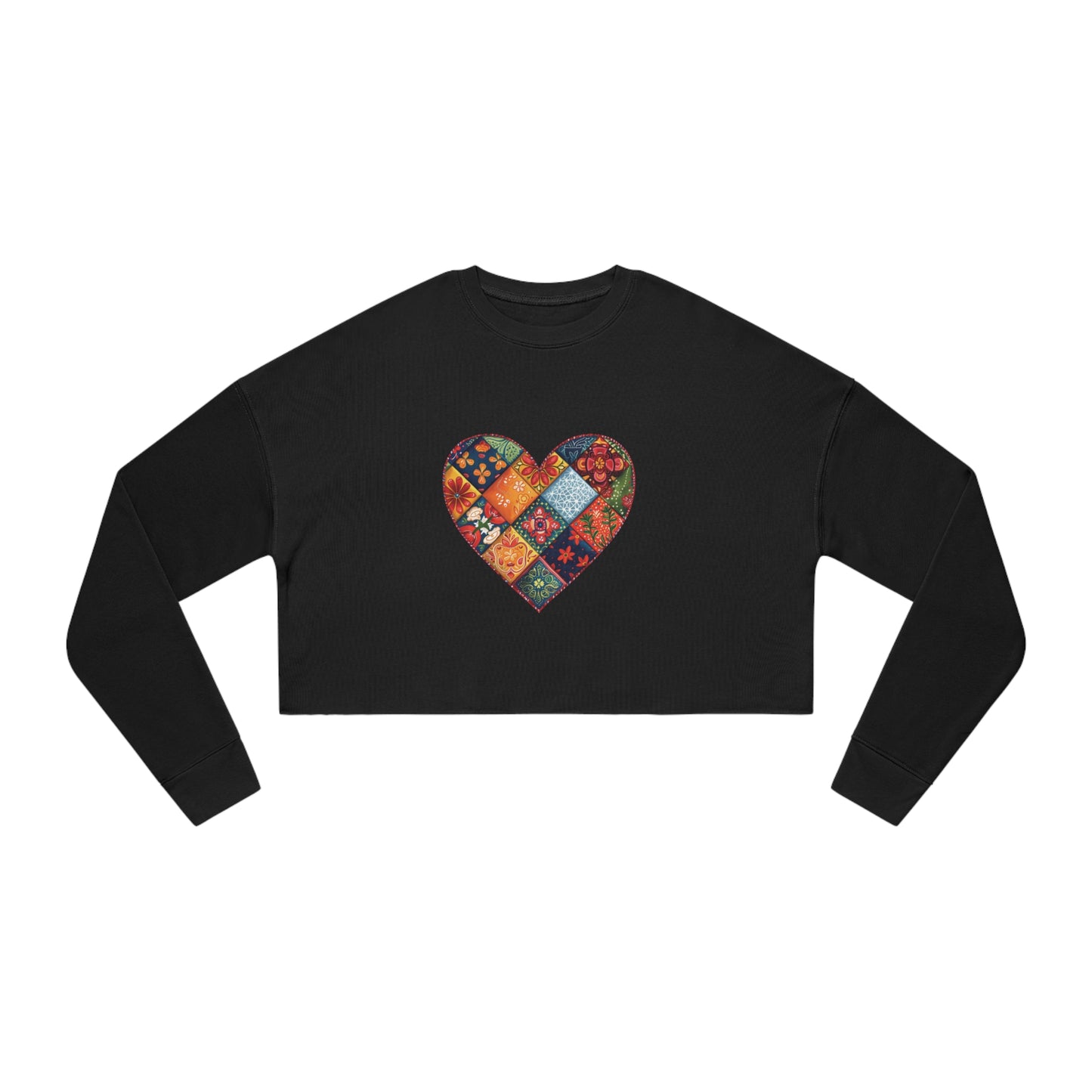 Patchwork Hearts Women's Cropped Bella Canvas Sweatshirt