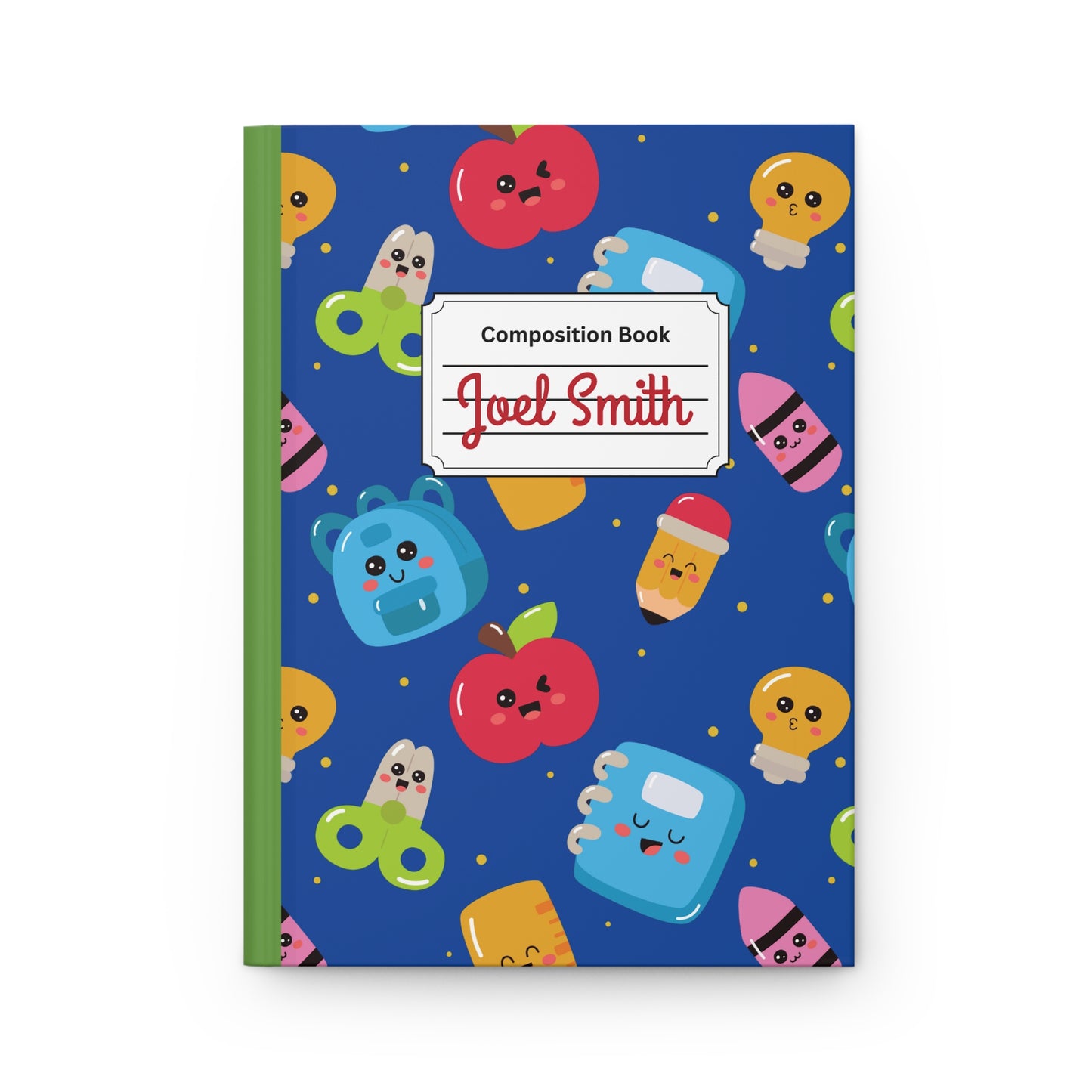 Custom Blue Kawaii Composition Book Inspired Ruled Hardcover Journal for Kids, Fun School Notebook, Customizable Composition Book, Back to School Gift, Learning Organizer