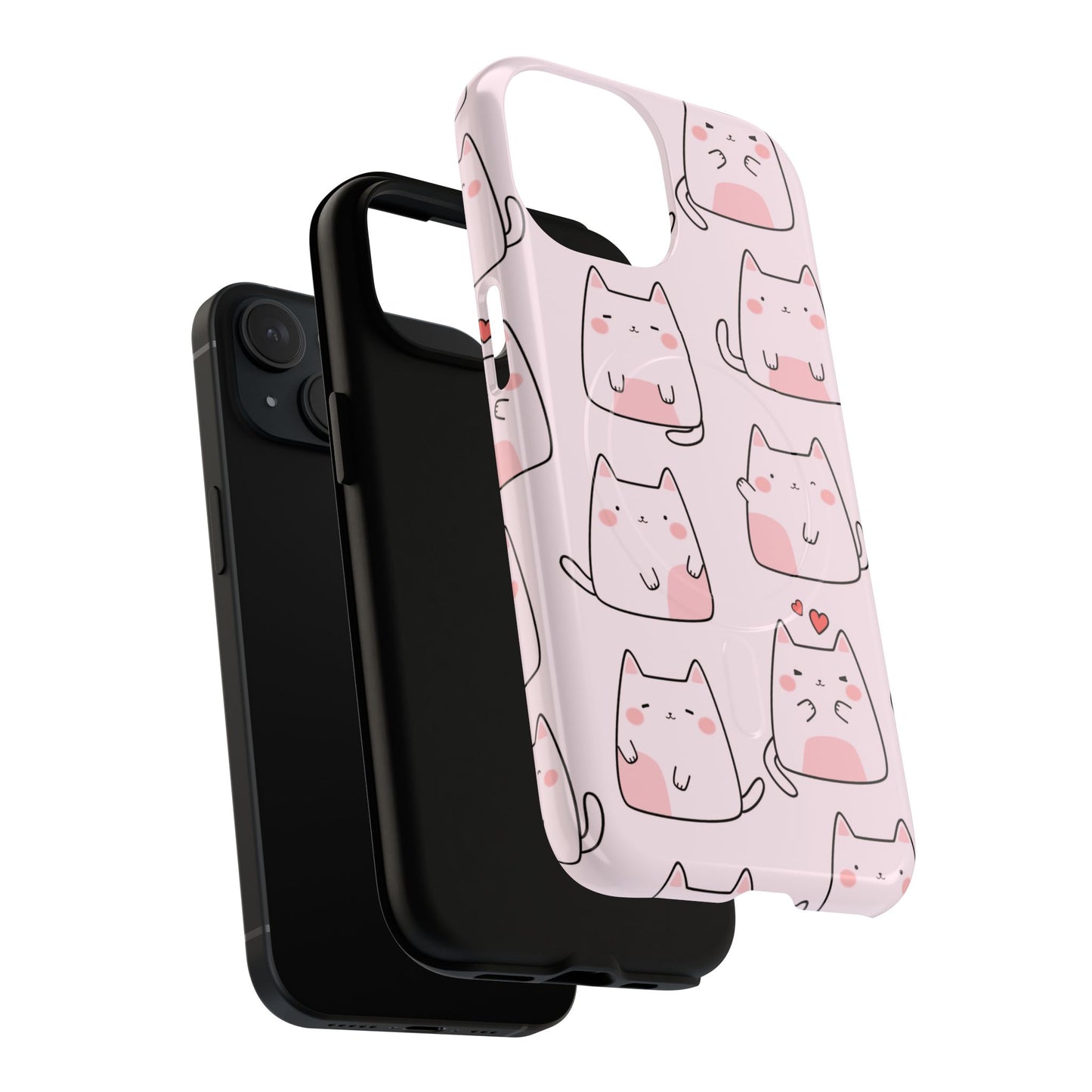 Cute Cat Magnetic iPhone Case, Tough iPhone Cover, Cat Lover Gift, Kawaii Style Case, Pet-Themed Gift