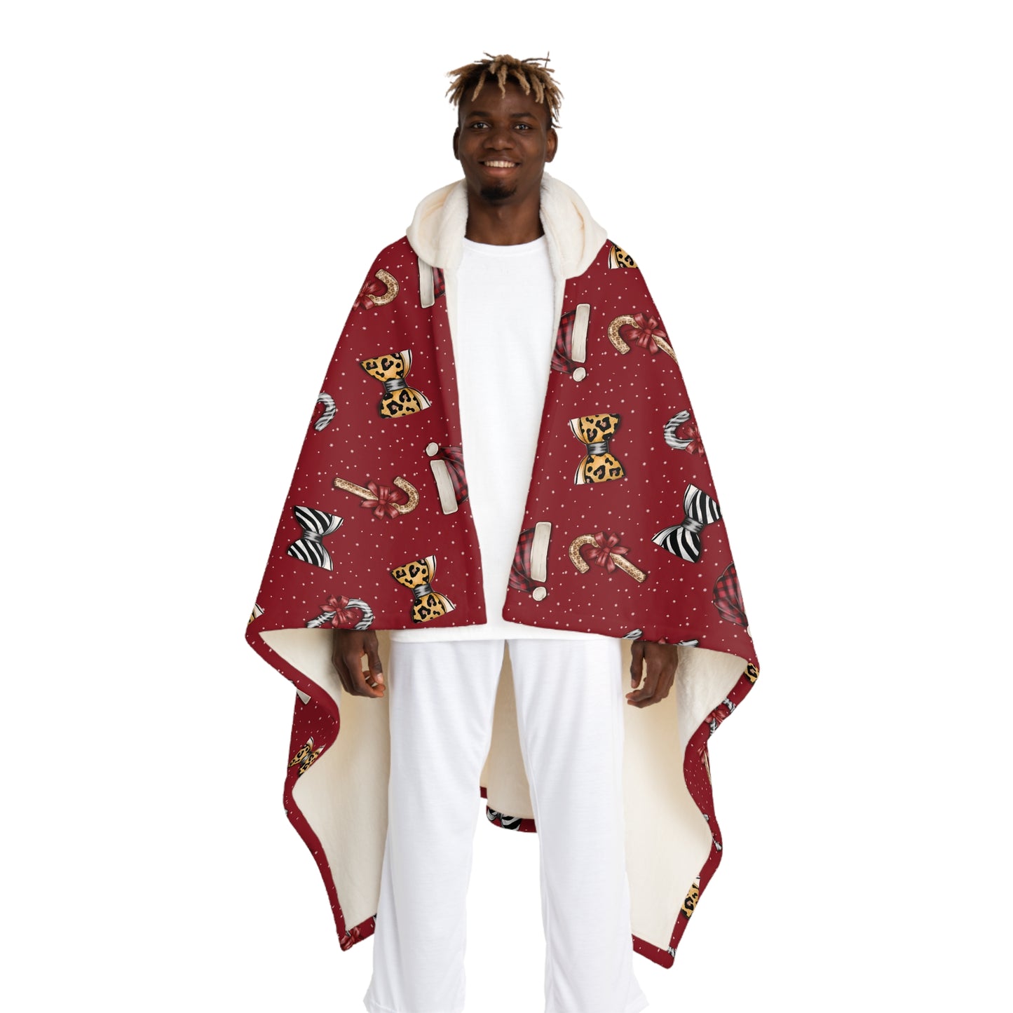 Festive Luxe Hooded Sherpa Fleece Blanket