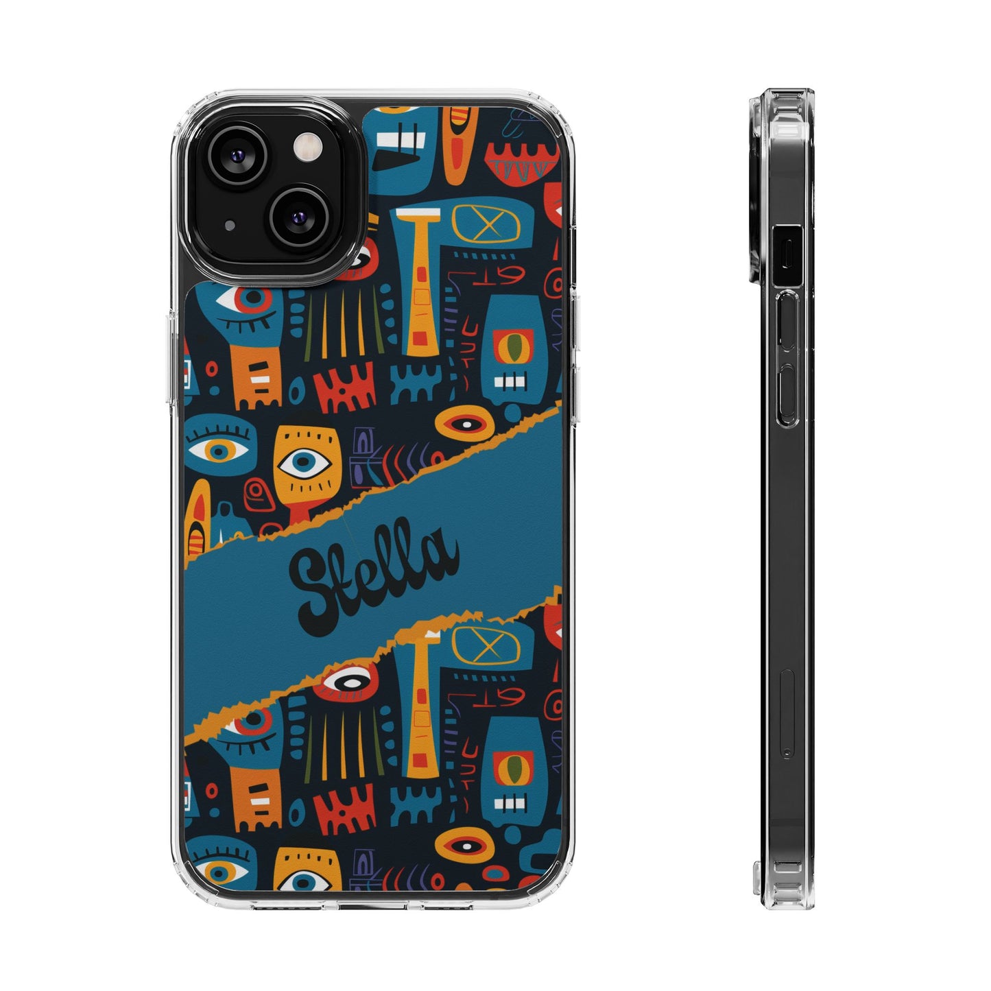 Phone Case — Colorful Abstract Faces Clear Impact-Resistant Case