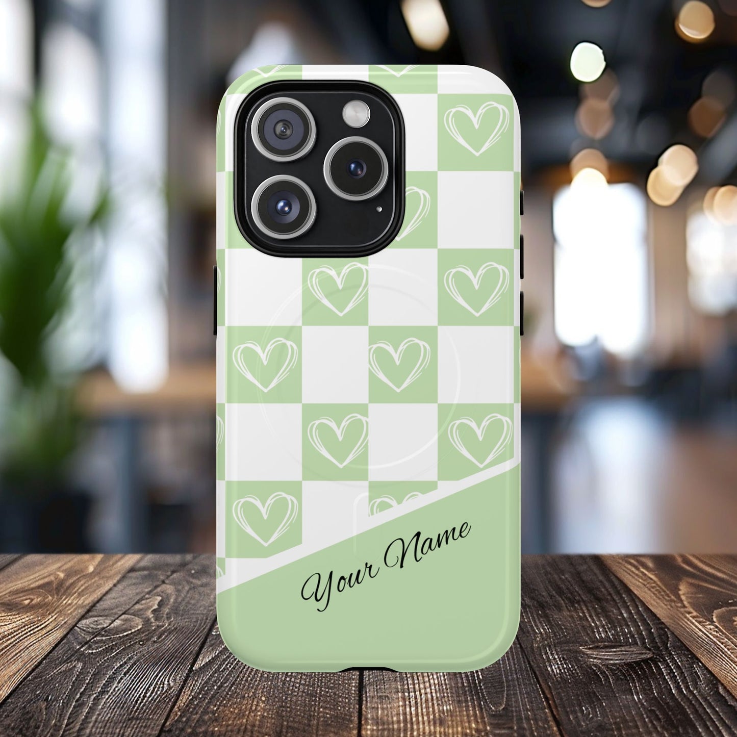 Personalized Chic Heart Pattern iPhone Case | Tough Magnetic Cases, Stylish iPhone Protection, Gift for Her, Trendy Accessories, Everyday Use