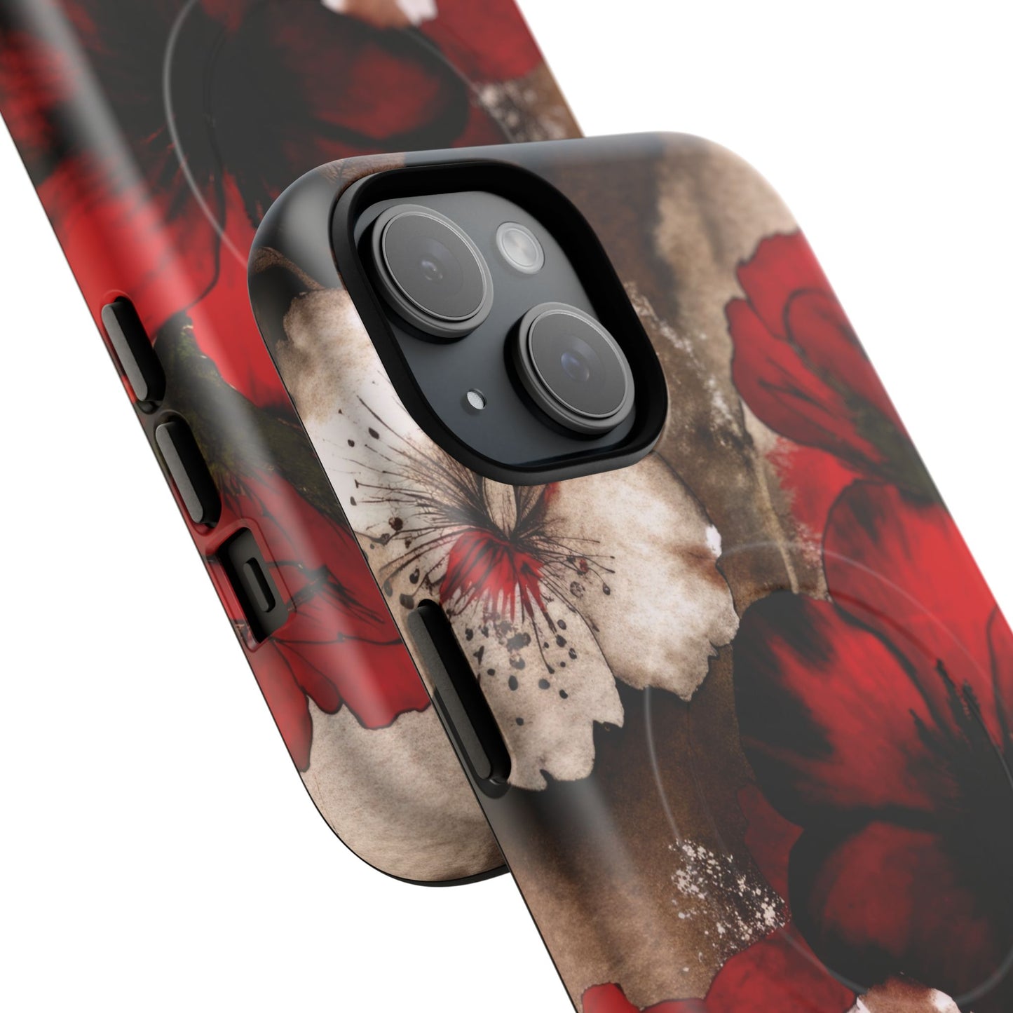 Crimson Noir Tough iPhone Magnetic Cases, Tough iPhone Protector, Stylish Floral Design, Gift for Her, Floral Accessories