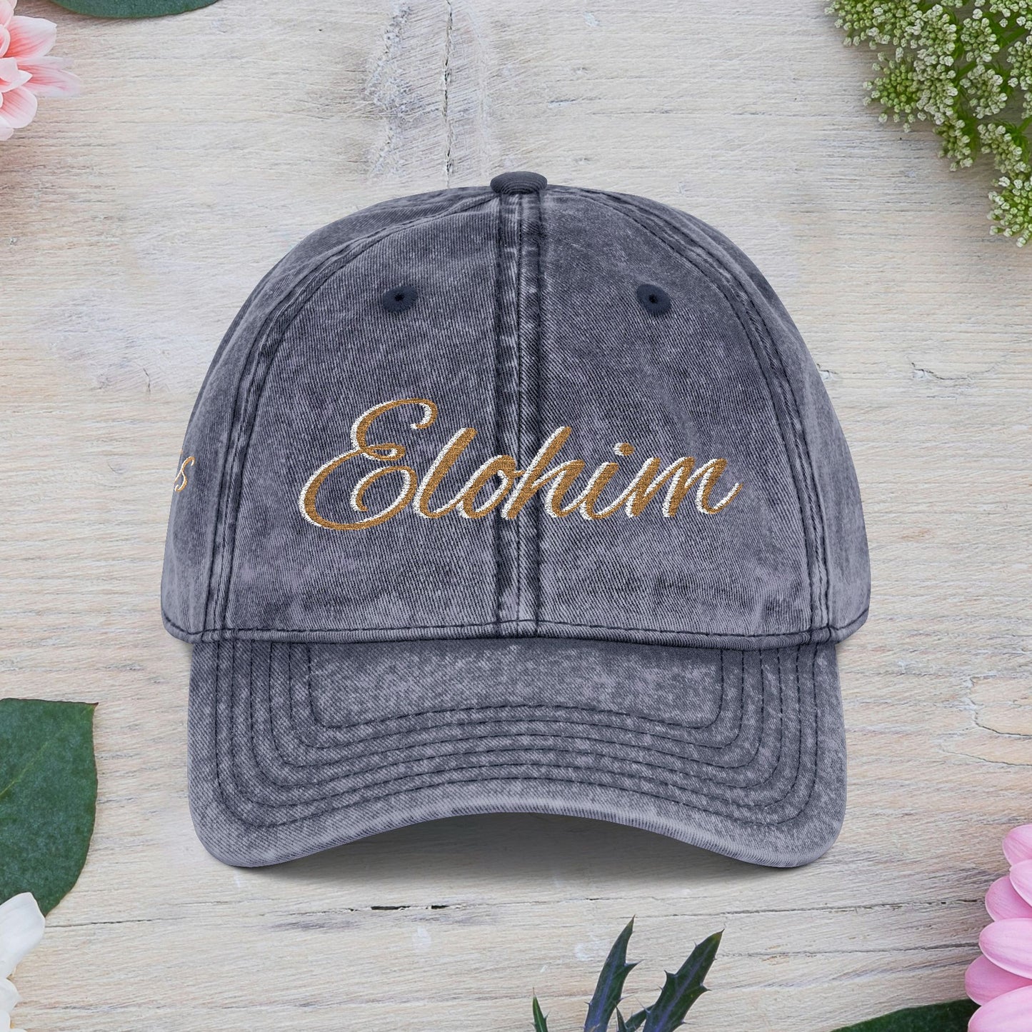 Vintage Embroidered Dad Cap with 'ELOHIM GENESIS 1:1' - Stylish Casual Hat, Gift for Him/Her, Summer Accessory, Trendy Streetwear, Spiritual Fashion