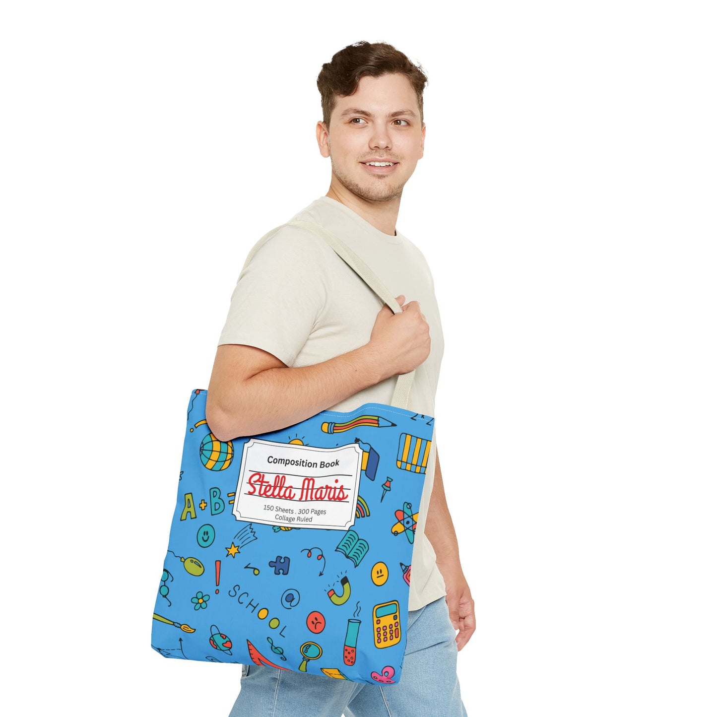 Personalized Classroom Couture Composition Book Inspired Tote Bag, Back to School Tote, Teacher Gift, Kids Bag, Custom Name Bag, Educational Accessories, Back to School Tote Bag.