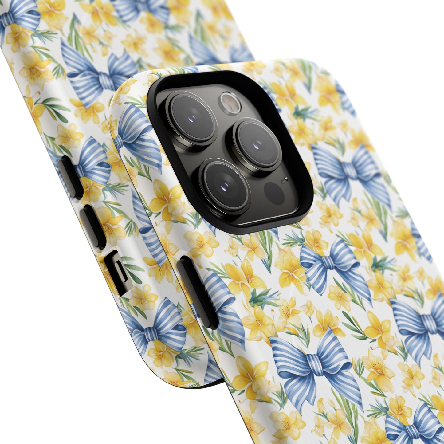 Sunshine Blue Coquette Bows Tough iPhone Magnetic Case for iPhones, Cute iPhone Cover, Spring Gift, Durable Case, Custom iPhone Protection