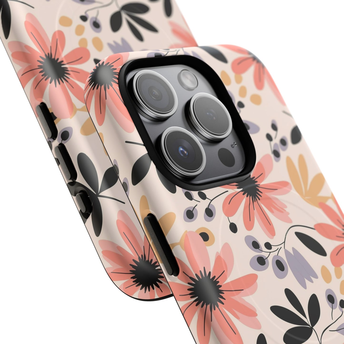 Stylish Soft Petal Noir iPhone Case, Floral iPhone Accessory for Her, Tough iPhone Magnetic Cases, Trendy iPhone Cover, Gift for Friends, Summer Vibes