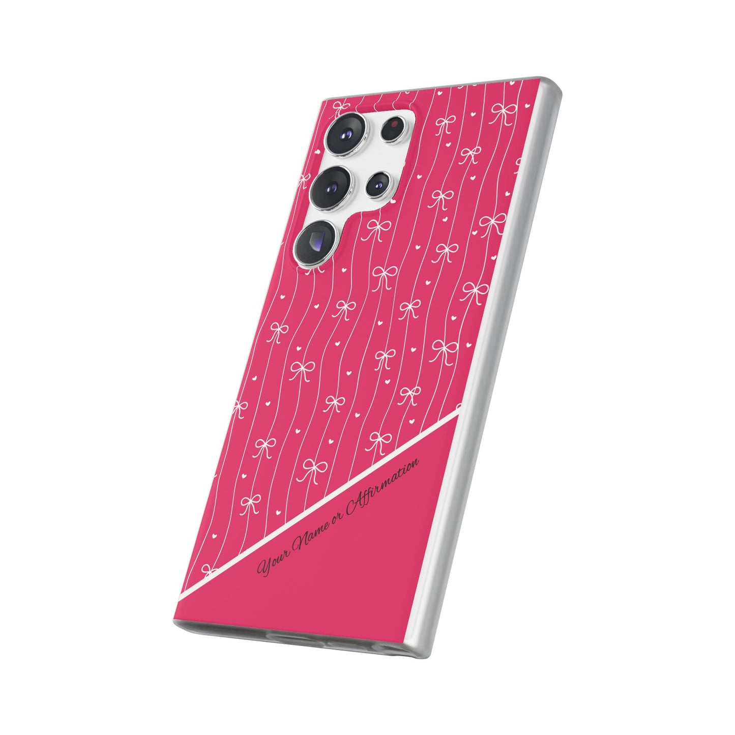Personalized Pink Bow Coquette Slim Flexi iPhone and Samsung Cases — Custom Name or Affirmation