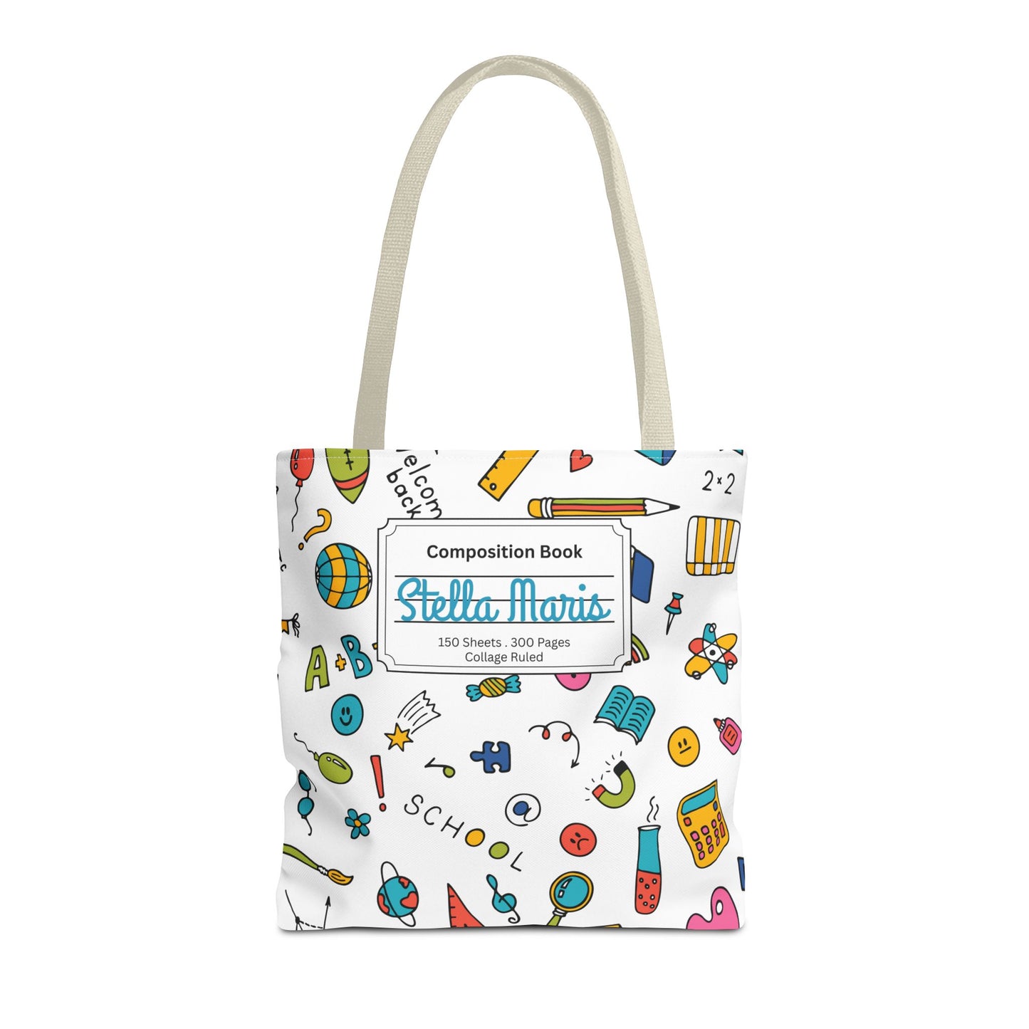 Personalized Classroom Couture Composition Book Inspired Tote Bag, Back to School Tote, Teacher Gift, Kids Bag, Custom Name Bag, Educational Accessories, Back to School Tote Bag.