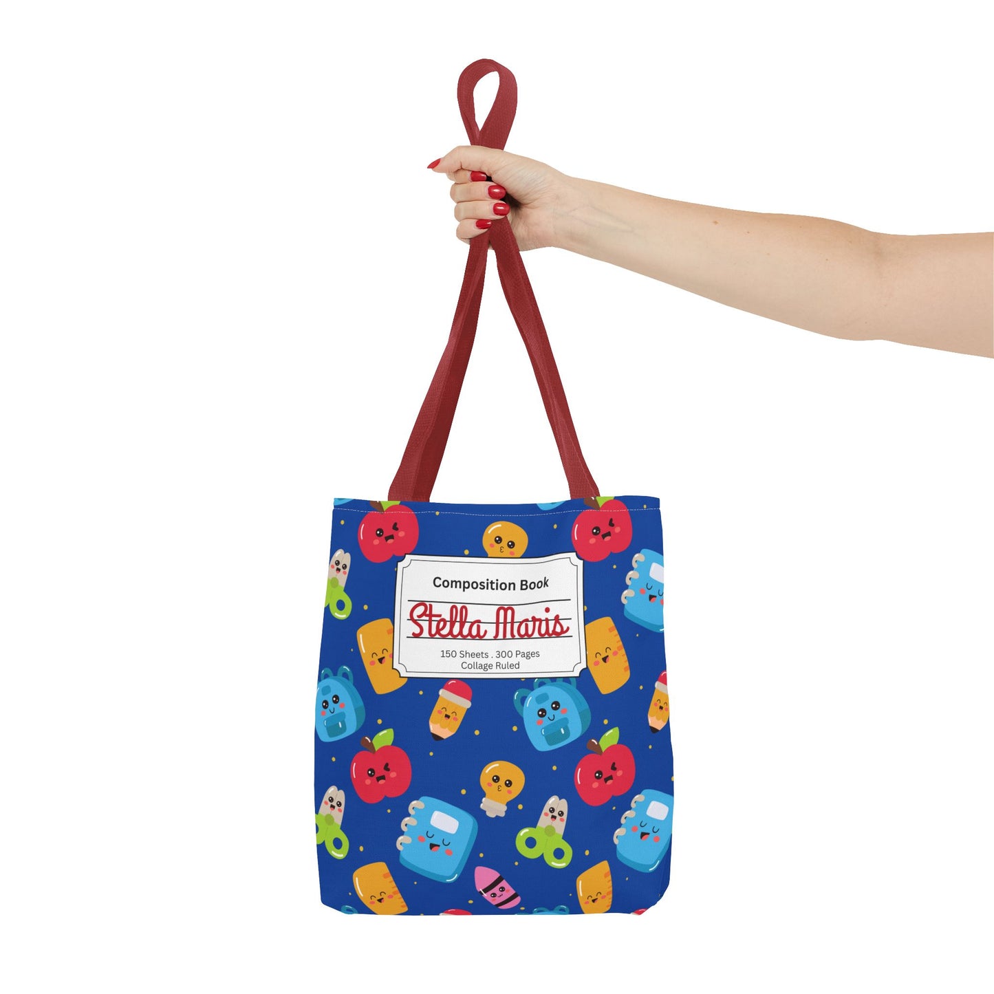 Personalized Blue Kawaii Composition Book Inspired Tote Bag, Back to School Tote, Teacher Gift, Kids Bag, Custom Name Bag, Educational Accessories, Back to School Tote Bag.