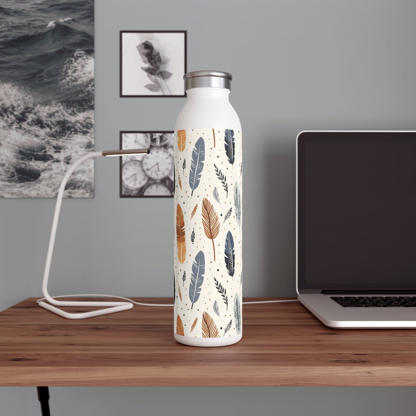 Whispering Feathers Slim Water Bottle