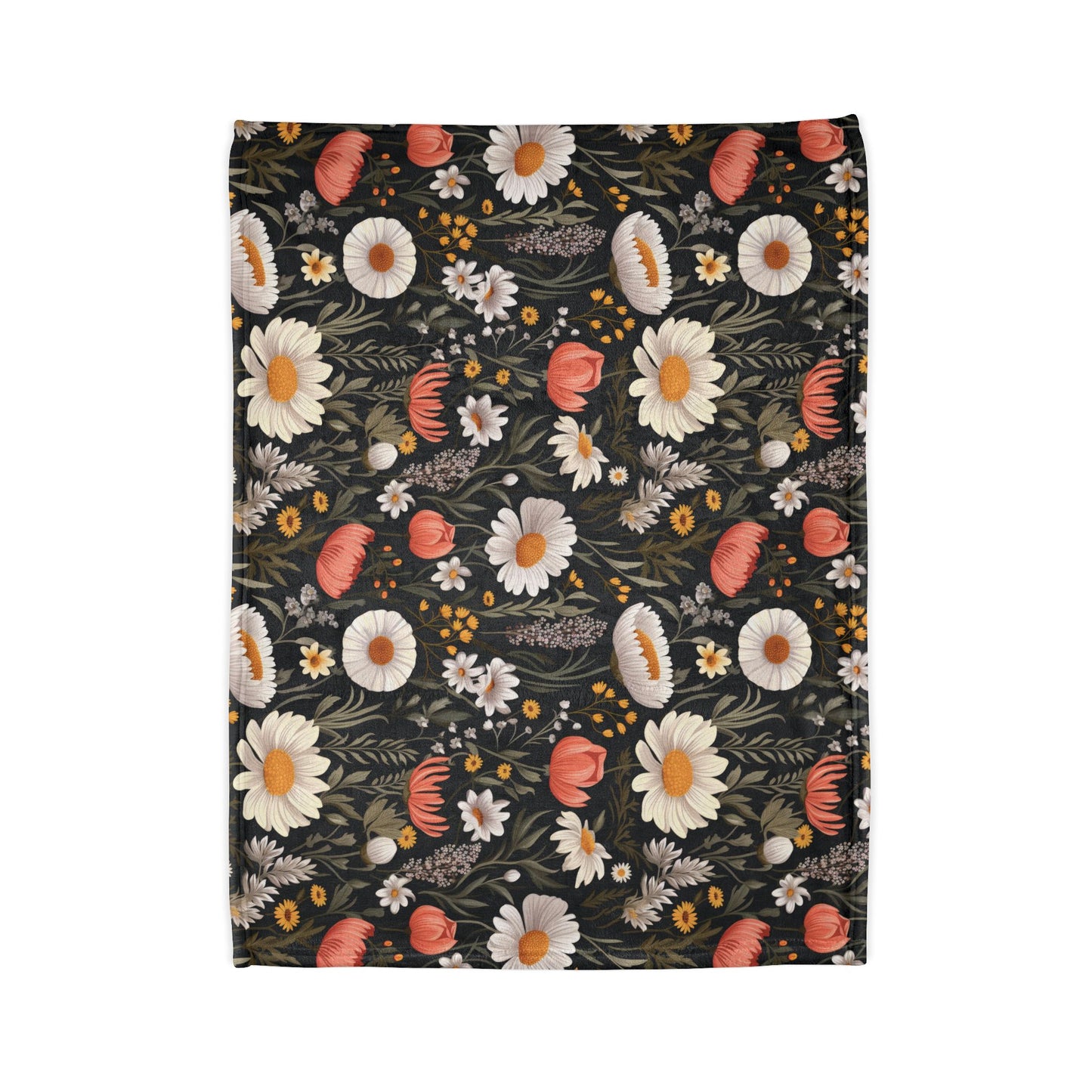 Blossom Elegance: Noir Garden Soft Minky Blanket''