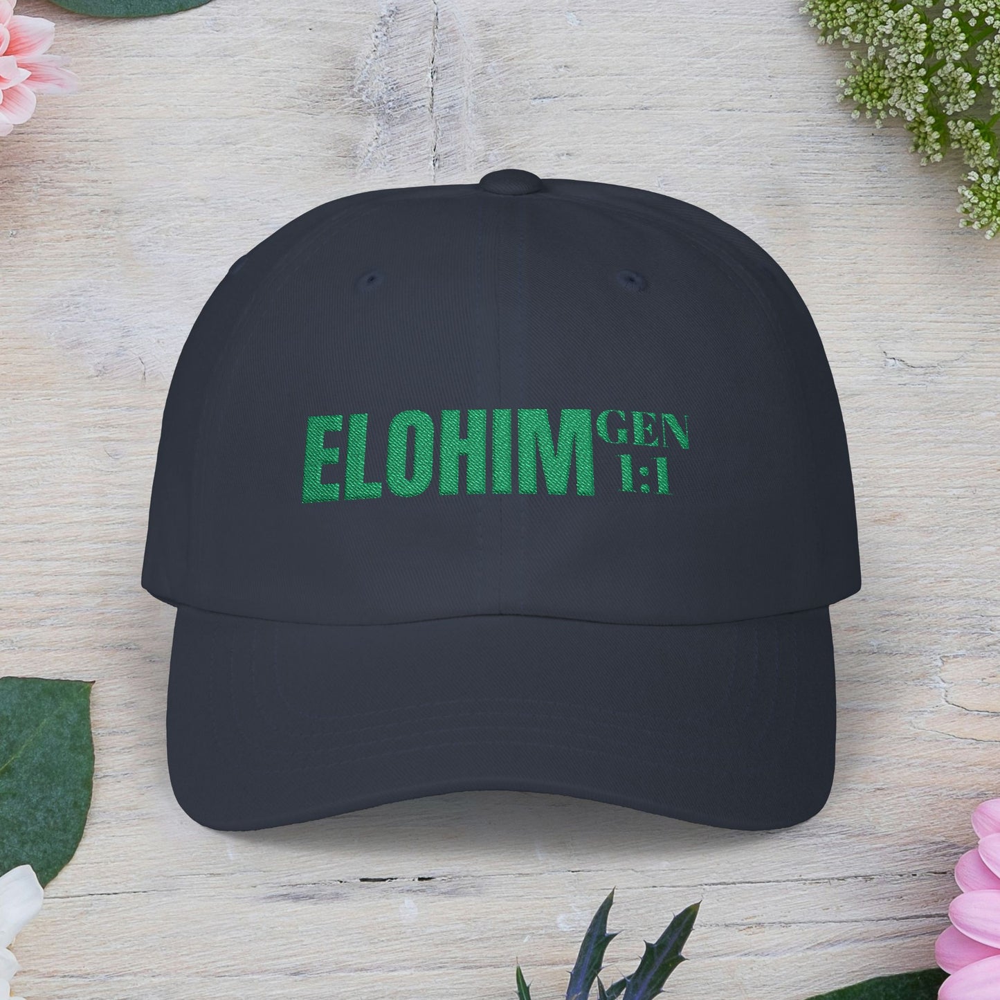 Classic Embroidery Dad Cap with 'ELOHIM, GENESIS 1:1' - Faith-Based Hat, Casual Wear, Gift for Dad, Christian Accessory, Summer Fashion