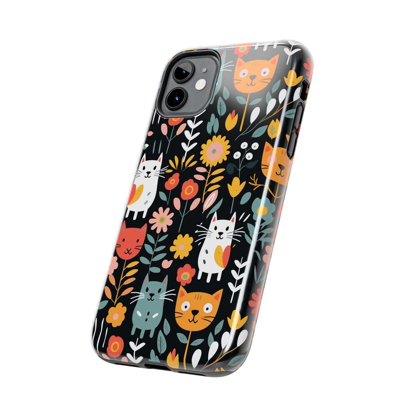 Whimsical Feline Garden iPhone and Samsung Tough Phone Cases