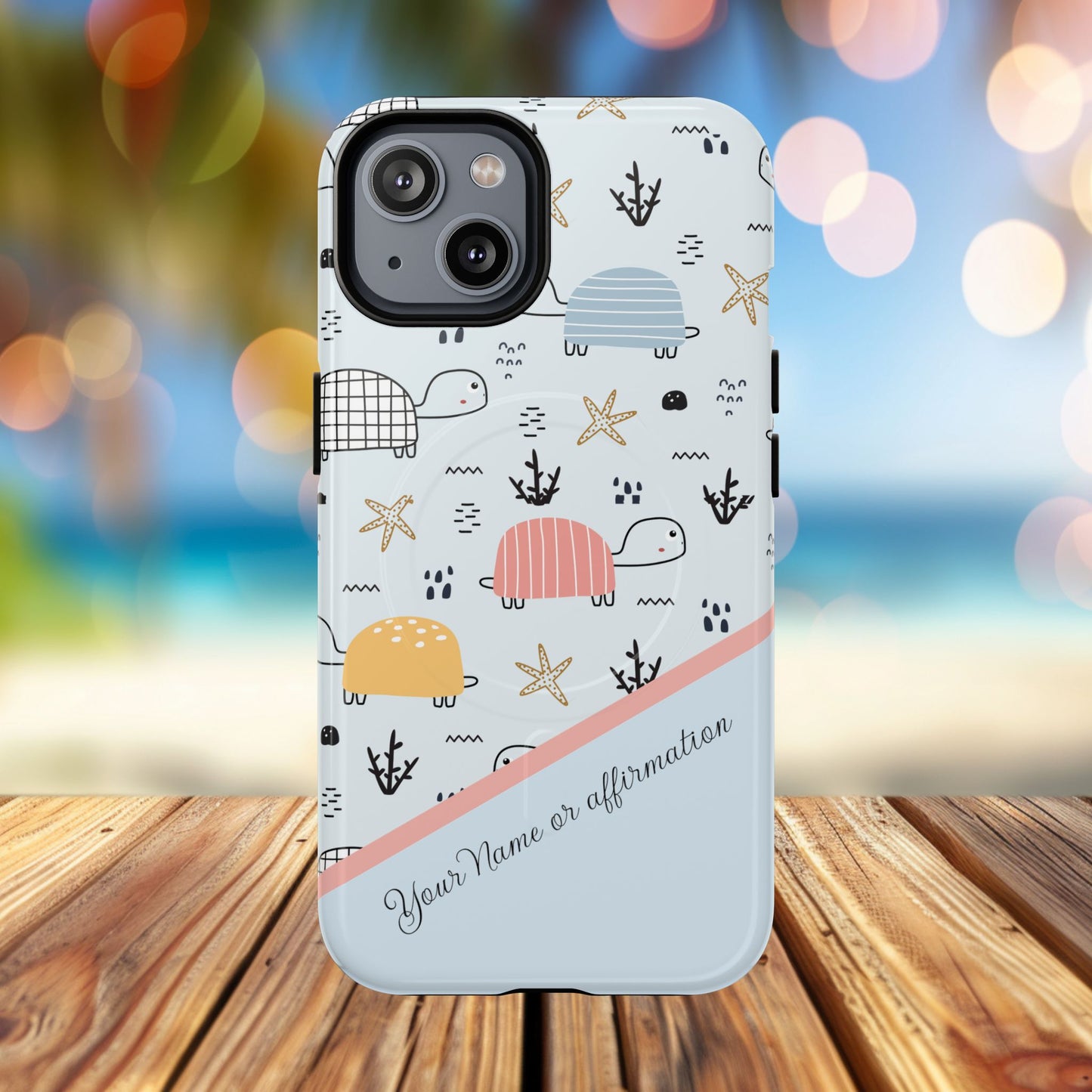 Personalized Cute Turtle Tough Magnetic MagSafe® Cell Cover, Ocean Theme Case, Sea Life Gift for Beach Lovers, iPhone® 13, 14, iPhone 15, iPhone 16, iPhone 17, Pro, Pro Max, Plus Cases.