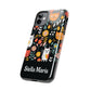 Personalized Whimsical Feline Garden Tough Phone Case — Custom Name iPhone & Samsung