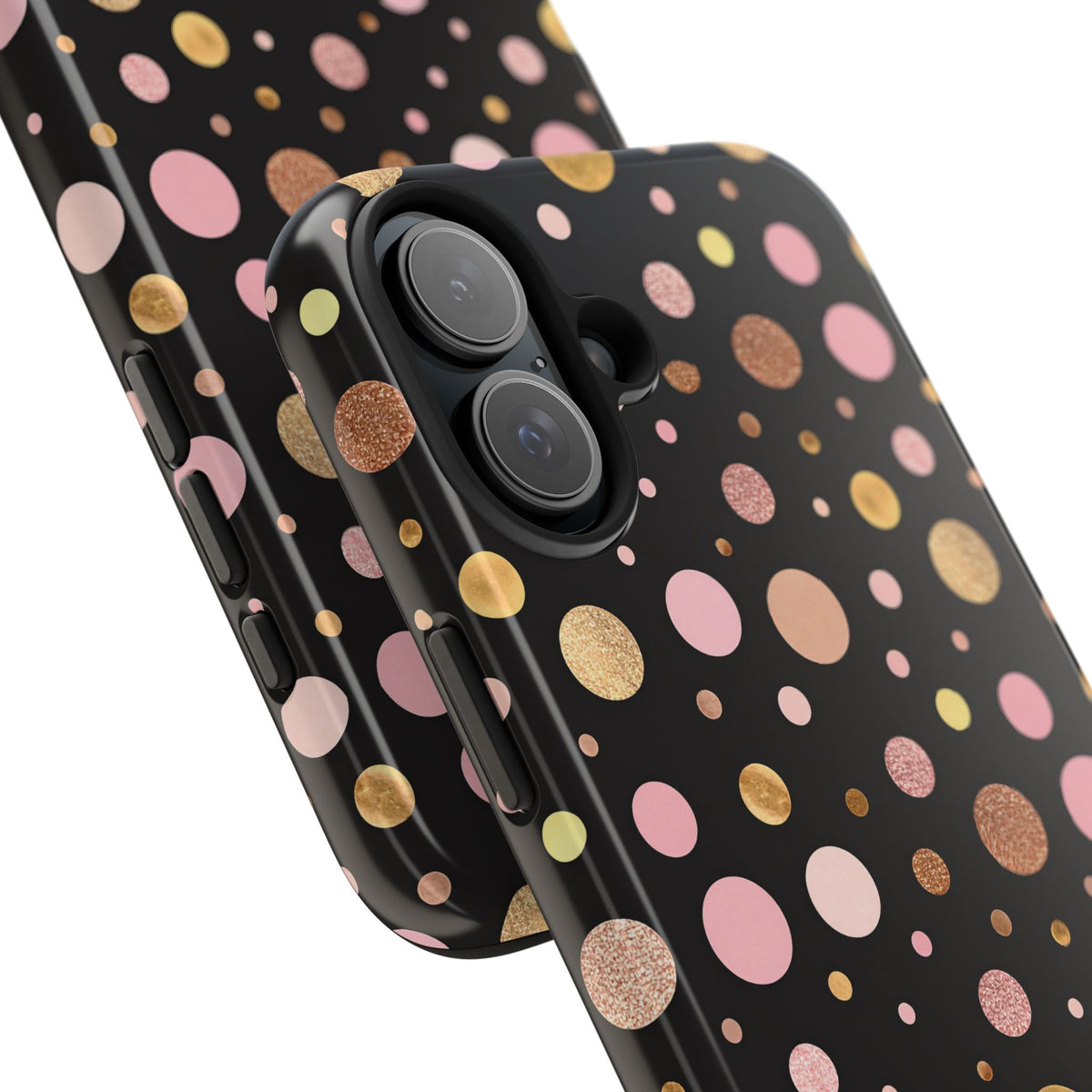 Personalized Gold & Pink Confetti Tough Phone Case — Glitter Dot Protective Phone Cover