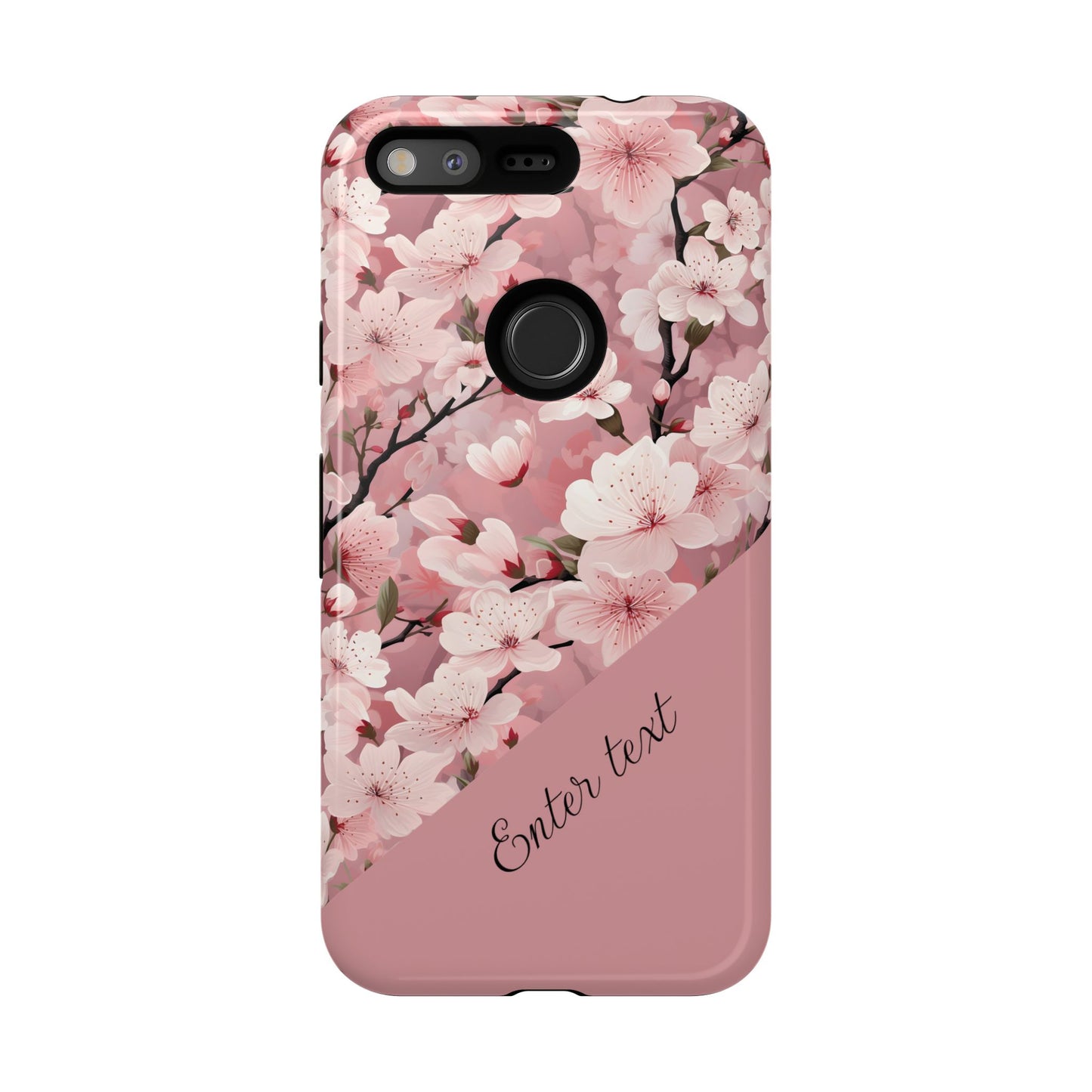 Personalized Cherry Blossom Tough Phone Case — Pink Floral Protective Case for Samsung & Google