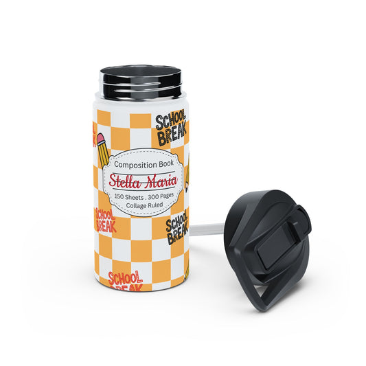 Personalized Orange Chalkboard Chic Inspired Stainless Steel Water Bottle for Kids, School Supplies, Eco-Friendly Drinkware, Back to School, Teacher Gifts