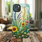 Floral Stained Harmony Glass Tough Magnetic Phone Case | Nature Inspired Design | Durable Protection | Gift for Nature Lovers | Spring Vibe