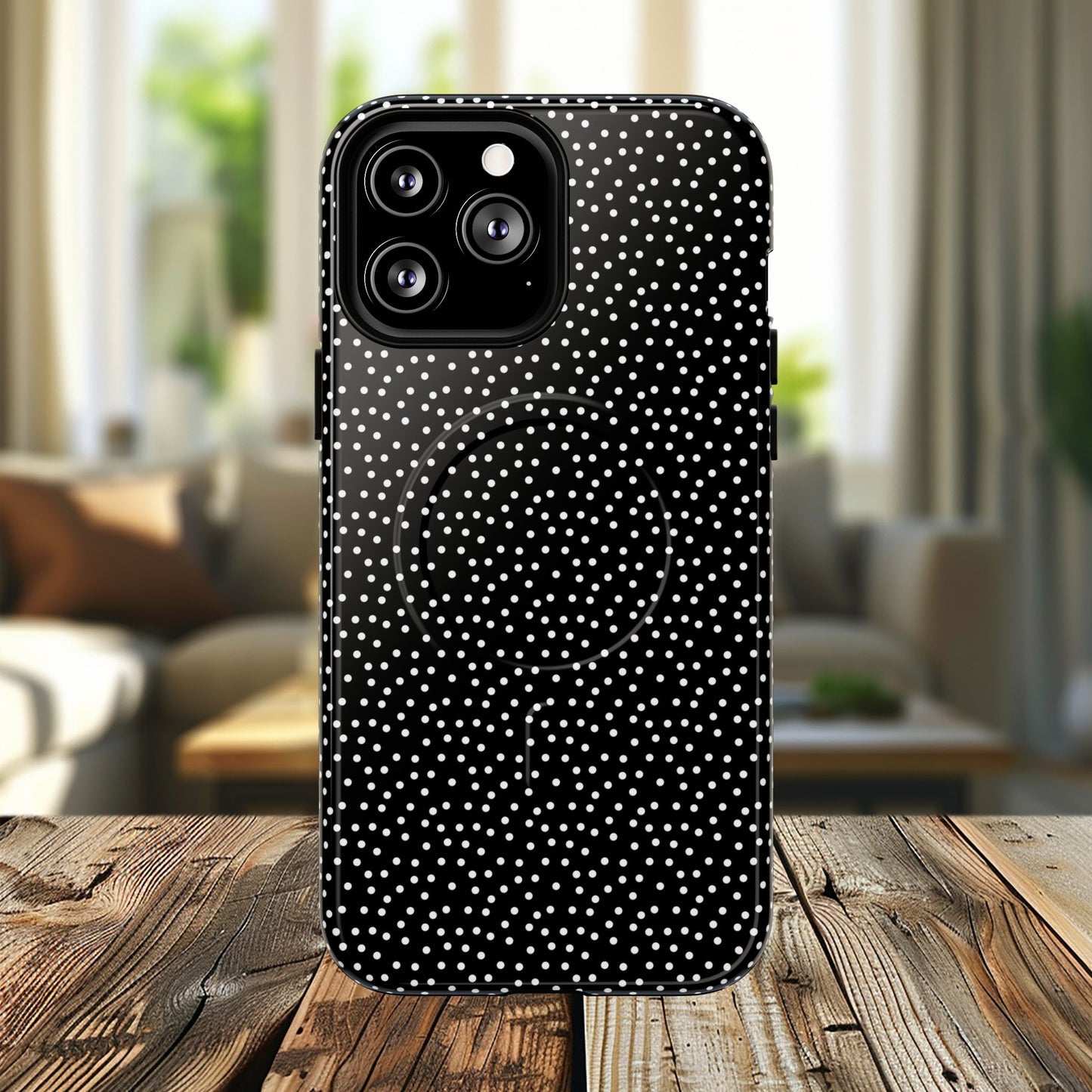 Small Polka Dot Tough iPhone Magnetic Case, Durable iPhone Accessories, Gifts for Tech Lovers, Modern Design.