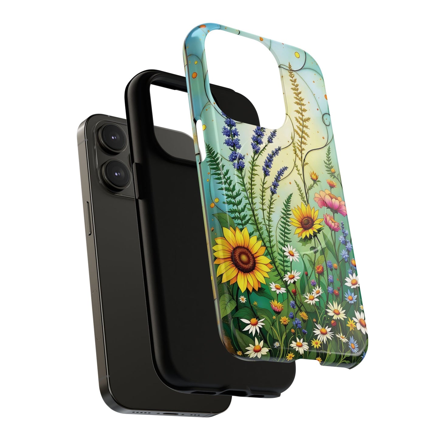 Floral Stained Harmony Glass Tough Magnetic Phone Case | Nature Inspired Design | Durable Protection | Gift for Nature Lovers | Spring Vibe