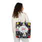 Personalized Black Composition Book Inspired Canvas Tote Bag with Colorful Straps, Cute School Bag, Eco-Friendly Tote, Back to School Shopping Bag, Teacher Gift Idea