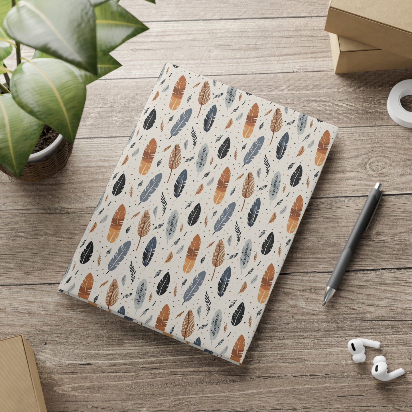 Whispering Feathers Hardcover Notebook with Puffy Covers