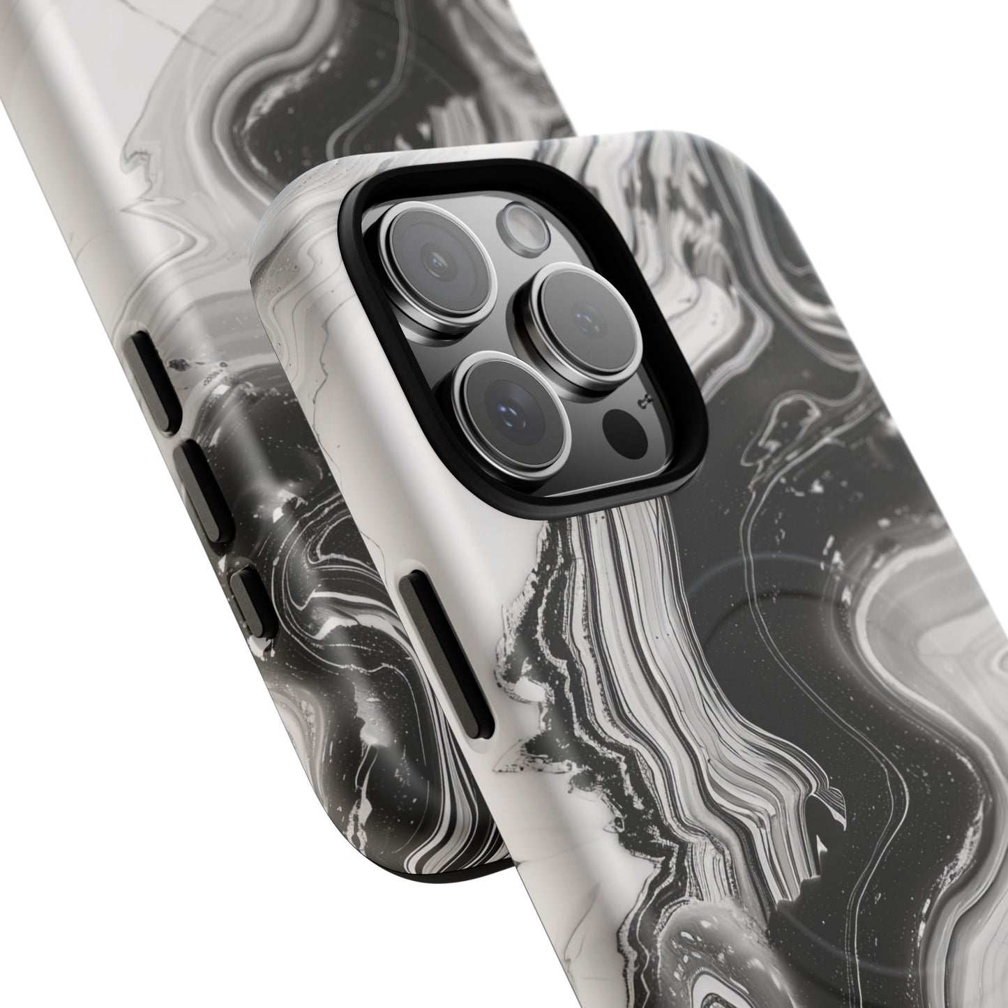 Black Marble Magnetic iPhone Case for Tough Protection, Stylish iPhone Mobile Accessory, Fashionable Gift, Unique Marble iPhone Design, Durable Smartphone Cover