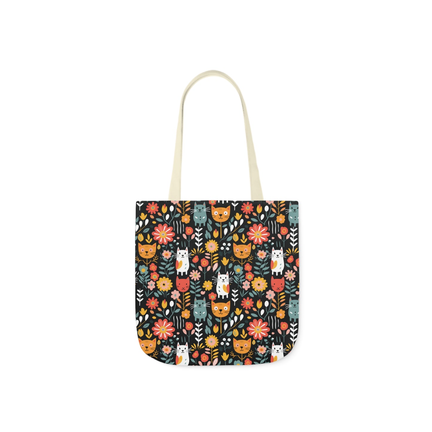 Whimsical Feline Garden Canvas Tote Bag