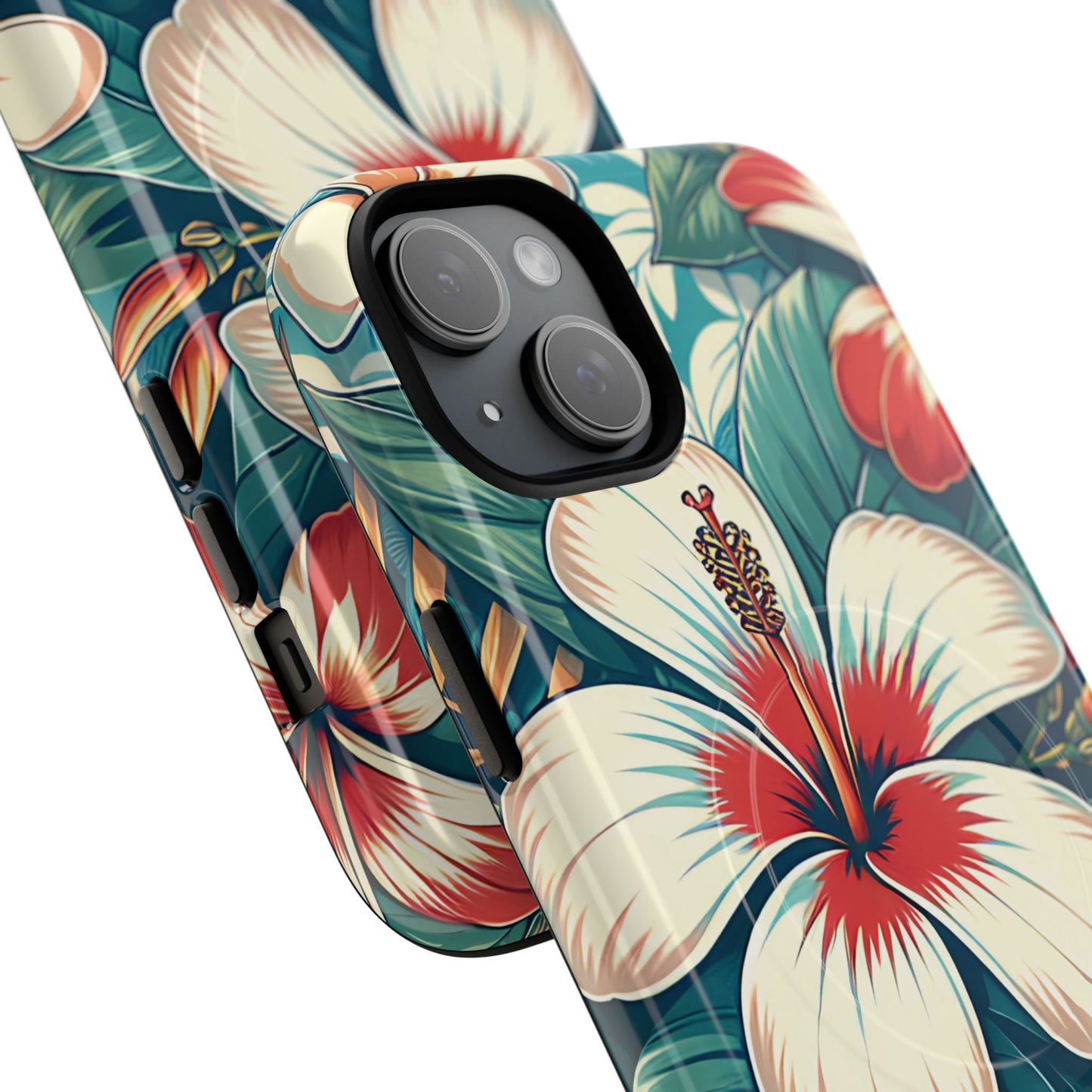 Tough Floral Phone Case, Tropical Hibiscus Design, Gift for Her, Summer Accessory, Customizable Phone Cover