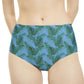 Blue Tropical Bliss High-Waist Hipster Bikini Bottom (AOP)