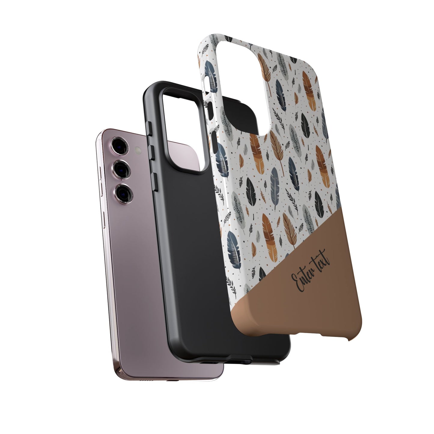 Personalized Whispering Feathers Tough Case — Dark Feather Protective Phone Case for Samsung & Google