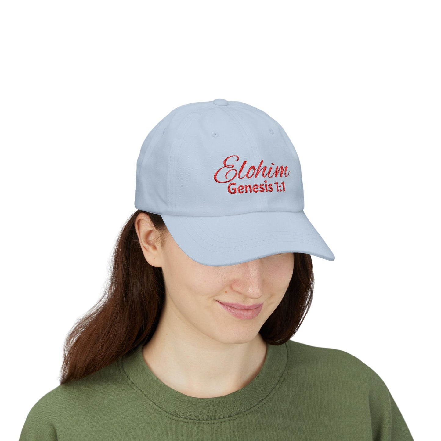 Classic Embroidery Dad Cap with 'ELOHIM, GENESIS 1:1' - Faith-Based Hat, Casual Wear, Gift for Dad, Christian Accessory, Summer Fashion