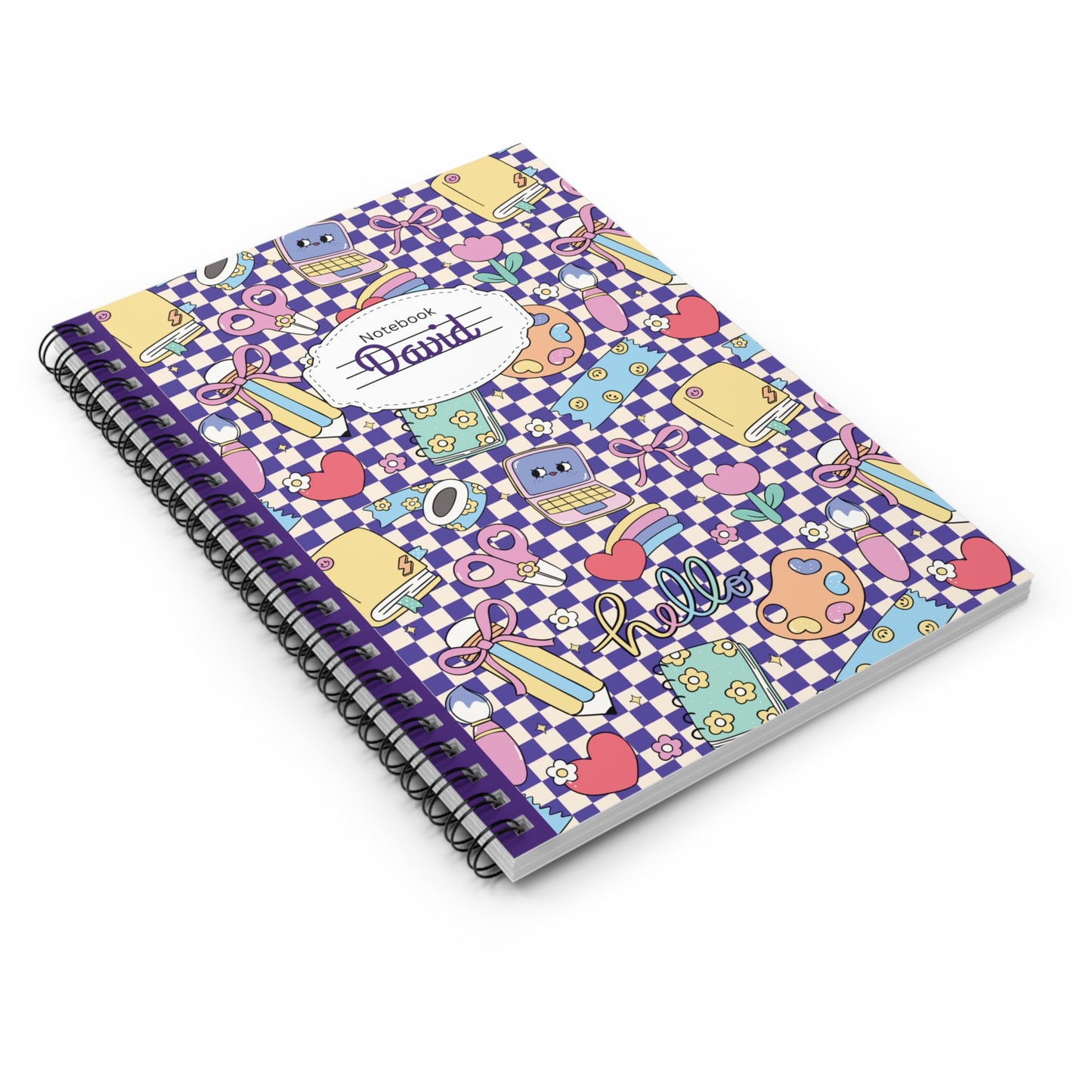 Personalized Purple Doodle Daydream Composition Book Inspired Playful ABC Spiral Notebook - Perfect for School, Journaling, Kids, Teachers, Back to School Gifts