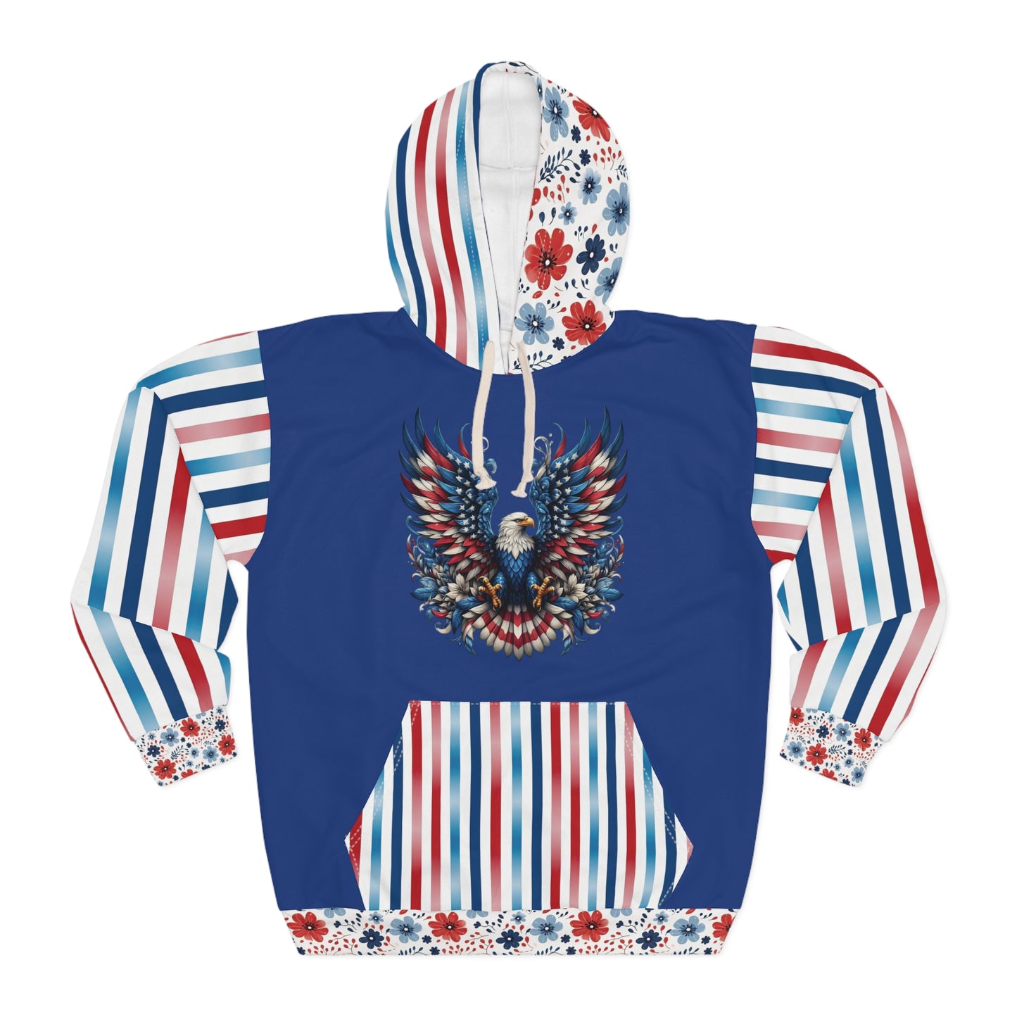 Patriotic Pride Dye Unisex Pullover Hoodie (AOP)