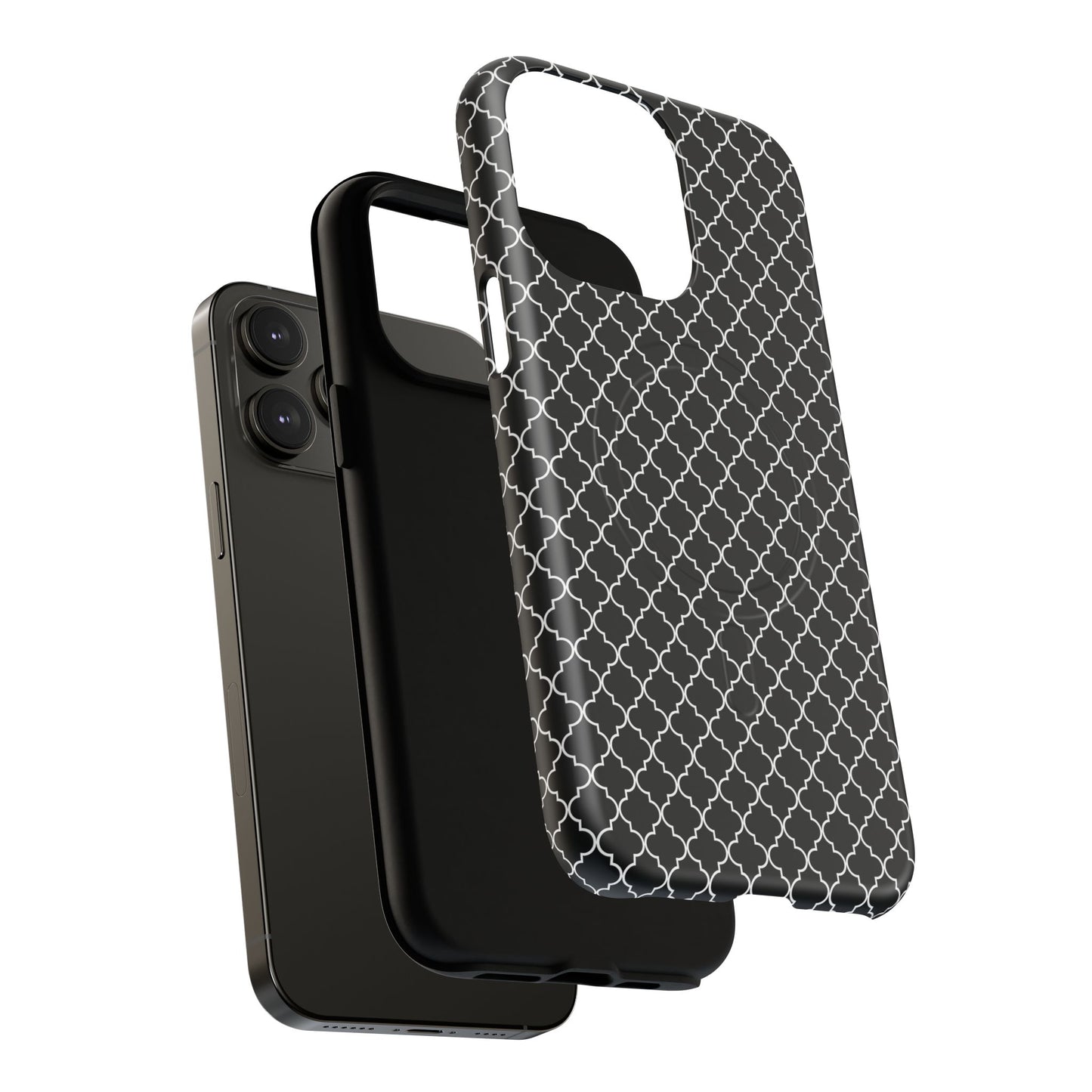 Noir Mosaic Tough iPhone Magnetic Case, Geometric Patterned Case, Durable iPhone Cover, Unique Tech Accessories, Perfect Gift for Him/Her