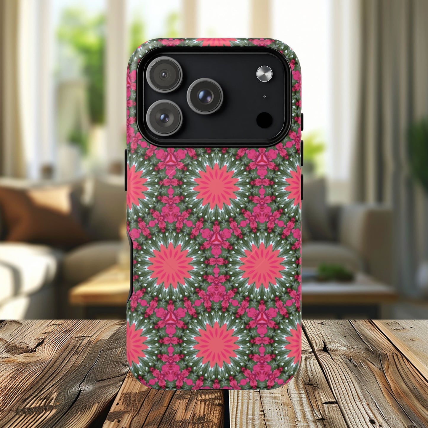 Floral KaleidoBloom iPhone Case, Tough Magnetic Cases, Floral iPhone Cover, Stylish Tech Accessory, Durable Design, Vibrant Gift Idea