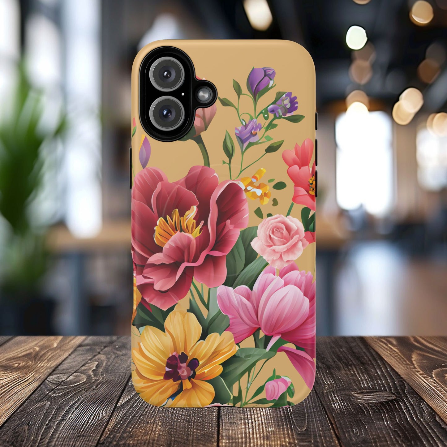 Sunset Botanica Tough iPhone Magnetic Case, Gifts for Her, MagSafe® iPhone® Tough Case, iPhone 13, 14, iPhone 15, iPhone 16, 17, Pro, Pro Max, Plus.