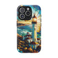 Stained Glass Lighthouse Phone Case - Tough Magnetic Cases, Unique Gifts for Nature Lovers, Beach Vibes, Travel Accessories, Coastal Decor