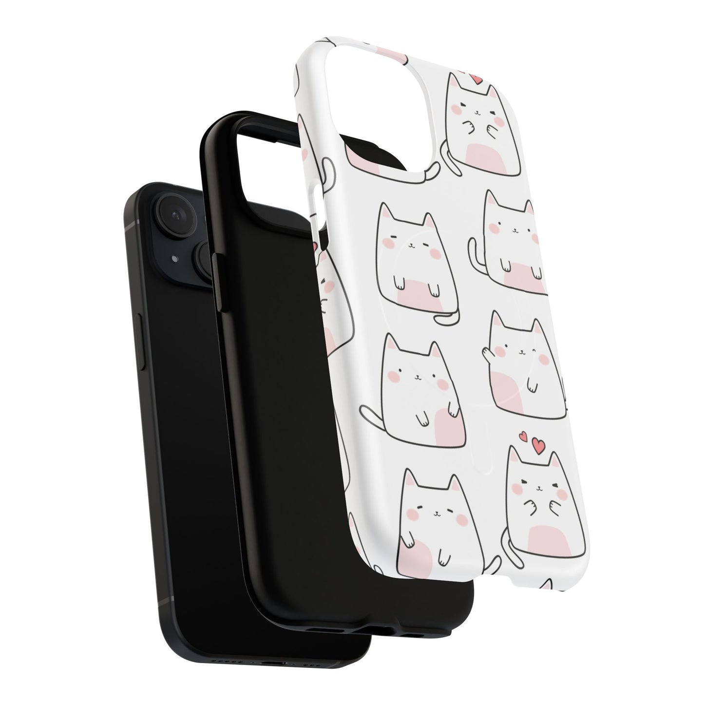 Cute Kawaii Cat Tough Magnetic iPhone Case, Cute Cat Lover Gift, Kawaii iPhone Cover, Tough iPhone Case, Unique Pet Themed Accessory,