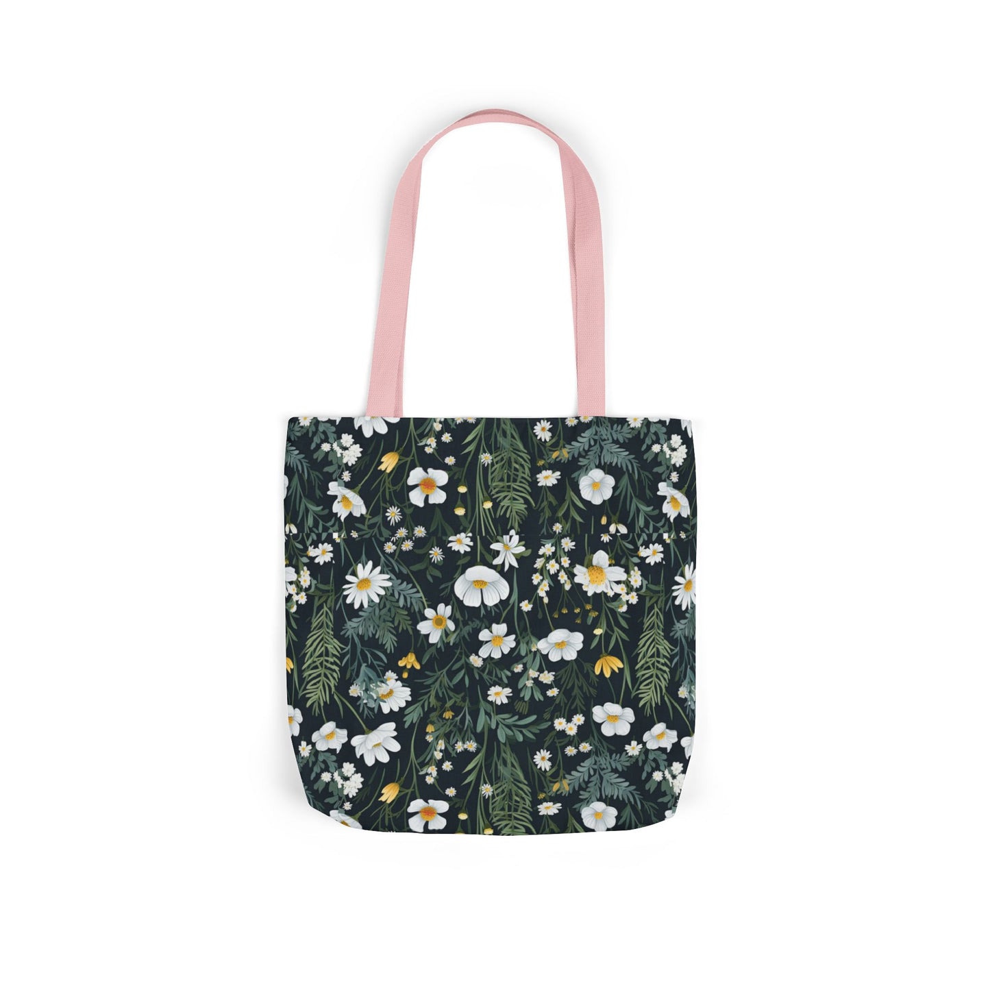 Daisy Delight Floral Canvas Tote Bag with 5-Color Straps | Eco-Friendly Shopping Bag