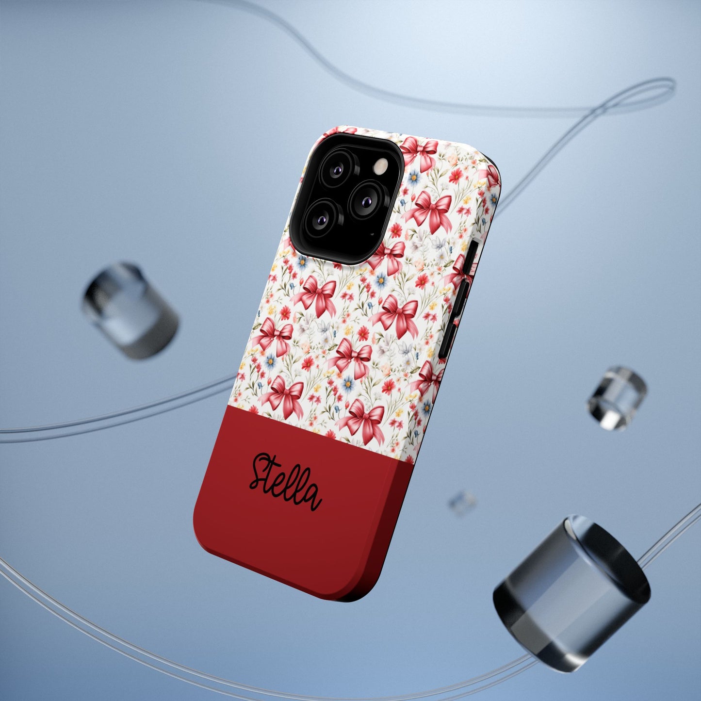 Personalized Rosette Coquette Floral Bow iPhone and Samsung Impact-Resistant Case — Custom Name Case