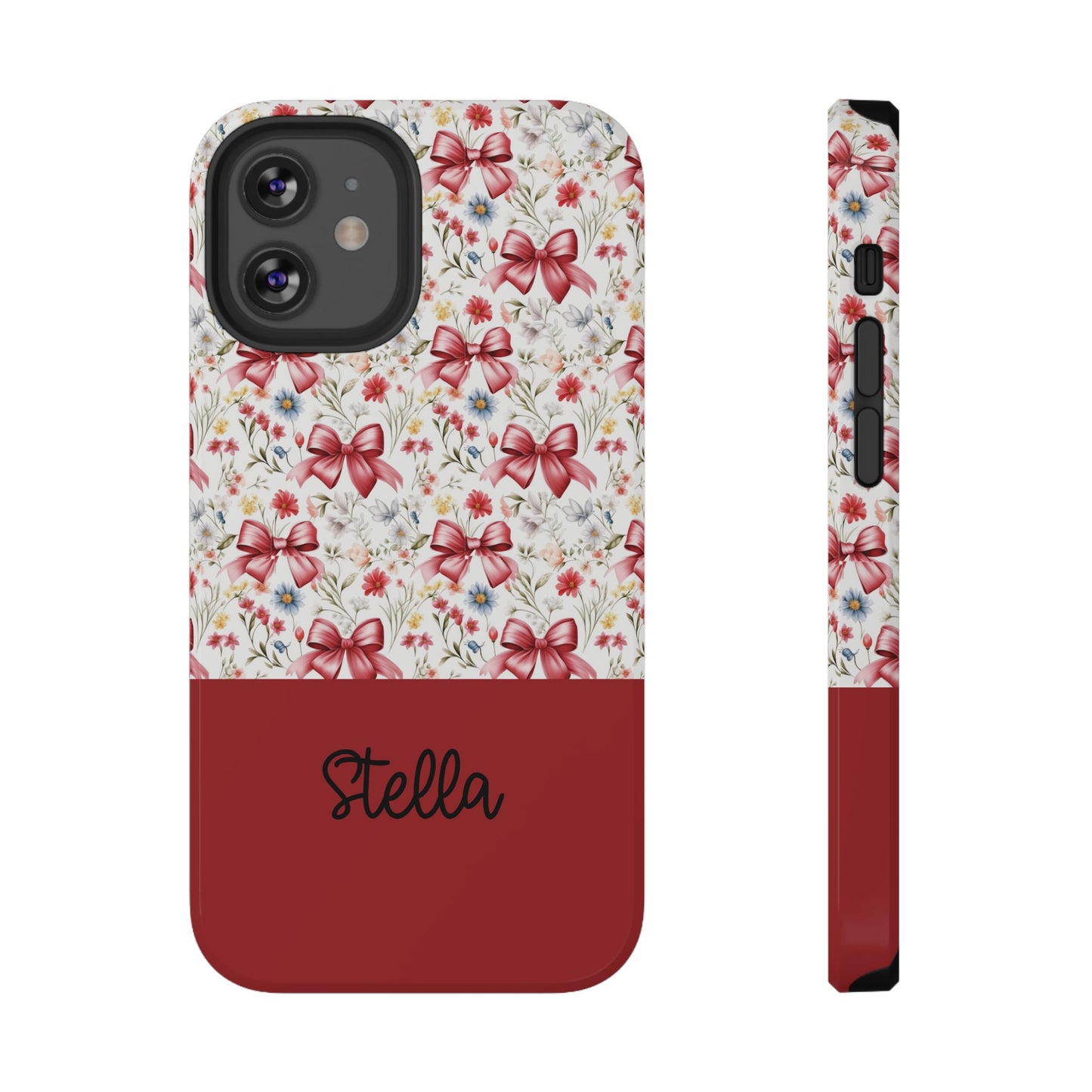 Personalized Rosette Coquette Floral Bow iPhone and Samsung Impact-Resistant Case — Custom Name Case