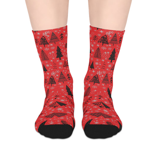 Winter Wonderland Red Mid-Length Socks