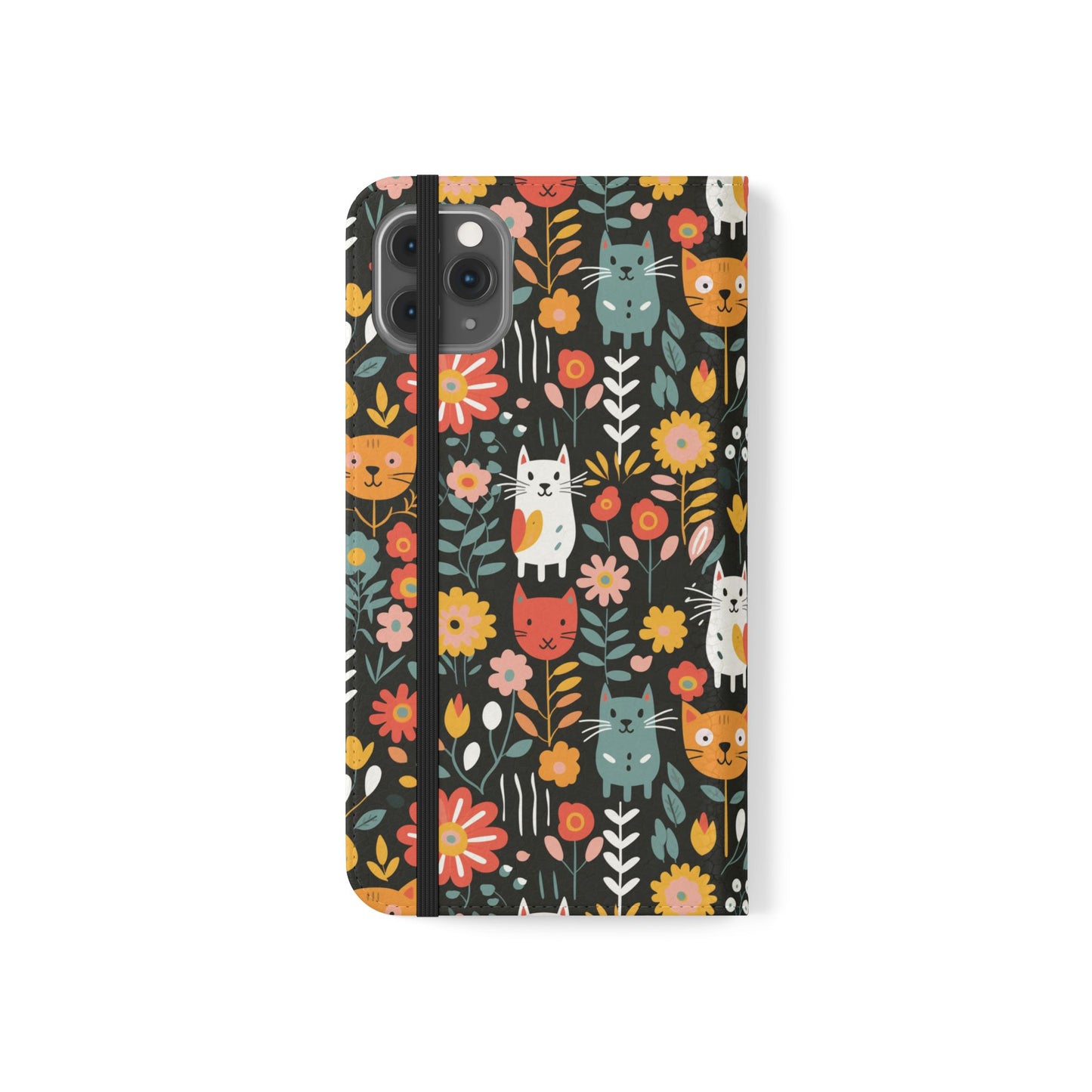 Whimsical Feline Garden iPhone and Samsung Flip Cases