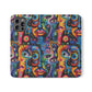 Psychedelic Visions Vibrant Art Flip iPhone and Samsung Phone Case - Colorful Faces Design for Phone Protection